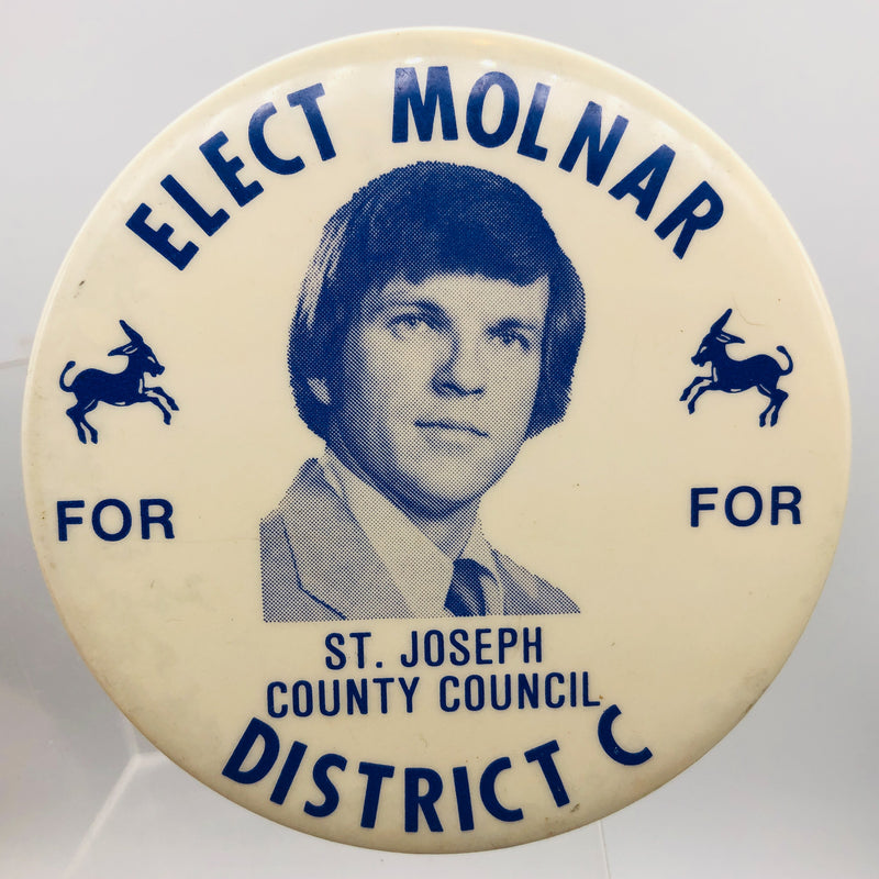 St Joseph County Council District C Button 2.75" Indiana 1970s Molnar Democrate