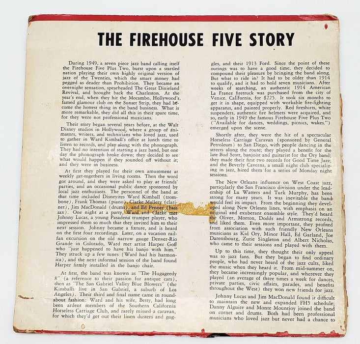 The Firehouse Five Story, Vol. 1 45 RPM EP Record Good Time Jazz 1952 EP 1031 2
