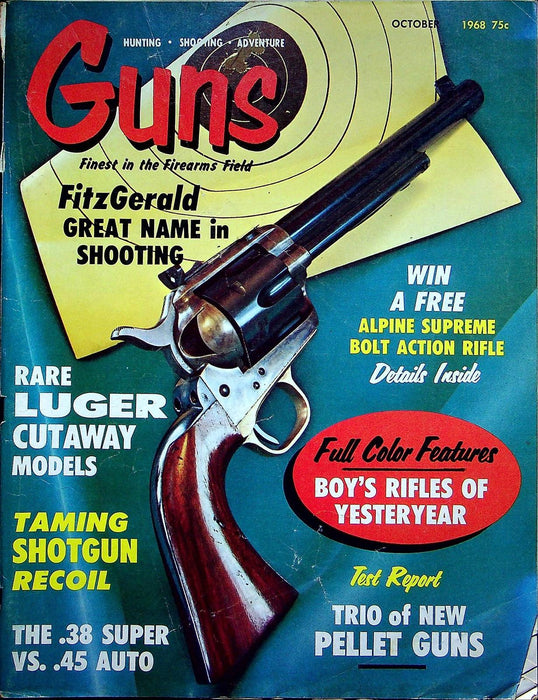 Guns Magazine October 1968 Vol 14 #8 .38 Super vs .45 Auto, Luger Cutaway Model