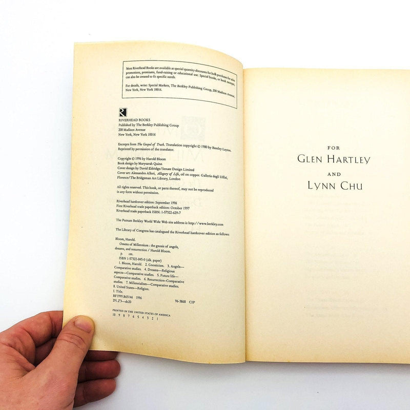 Omens of Millennium Paperback Harold Bloom 1996 Gnosticism Dreams Angel Religion 7