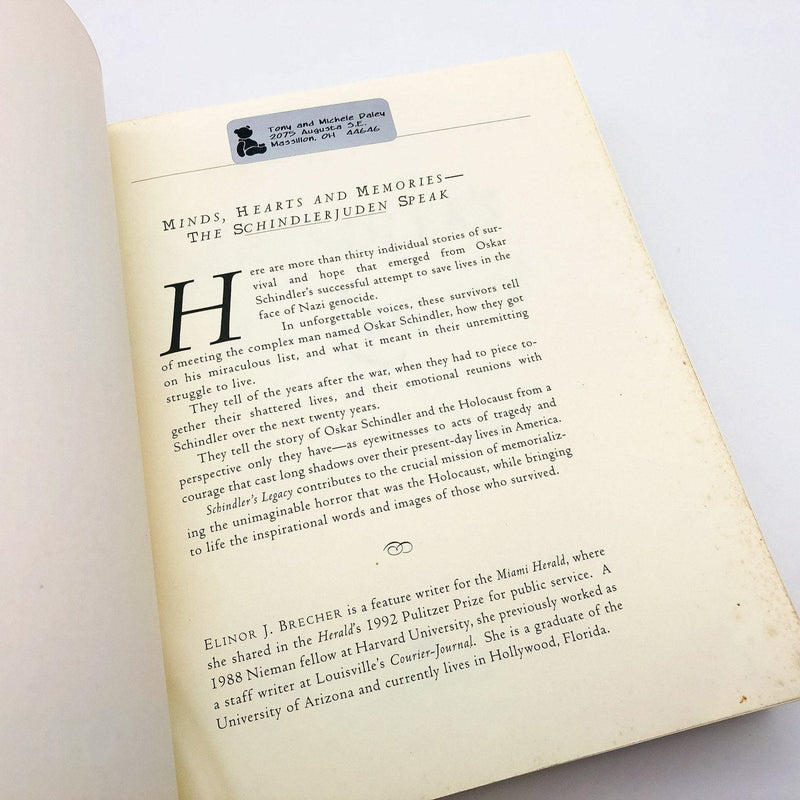 Schindler's Legacy Paperback Elinor J Brecher 1994 Jewish Stories WW2 Survivors 6