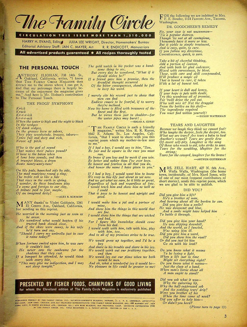 The Family Circle Magazine June 17 1938 Vol 12 No 24 James Stewart, Ginger Roger 2