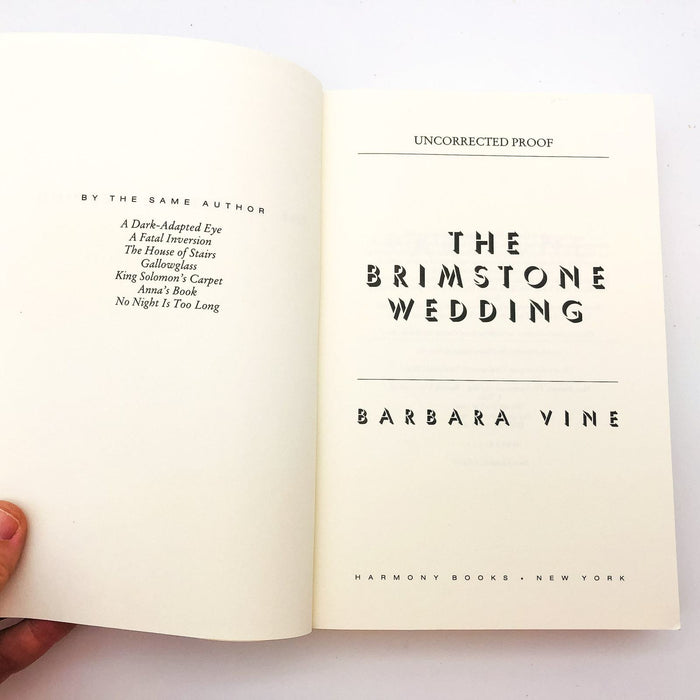 The Brimstone Wedding SC Barbara Vine 1996 Affairs Friendship Aging 1st Edition 6