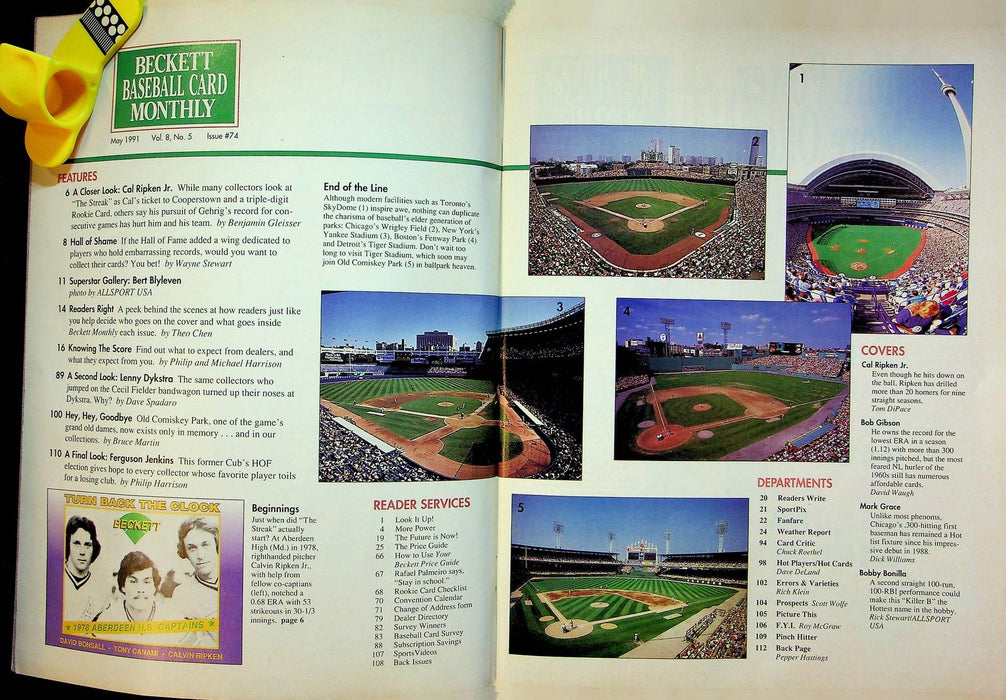 Beckett Baseball Magazine May 1991 # 74 Cal Ripken Orioles Bobby Bonilla Pirates 3