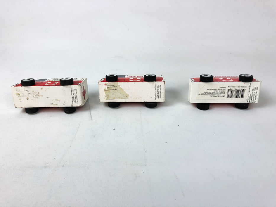 Greenbrier Wooden Ambulance Lot of 3 Emergency Vehicle Toys American Red Cross