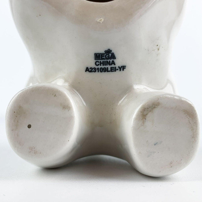 Vintage White Glossy Ceramic Dog Coin Piggy Bank 8
