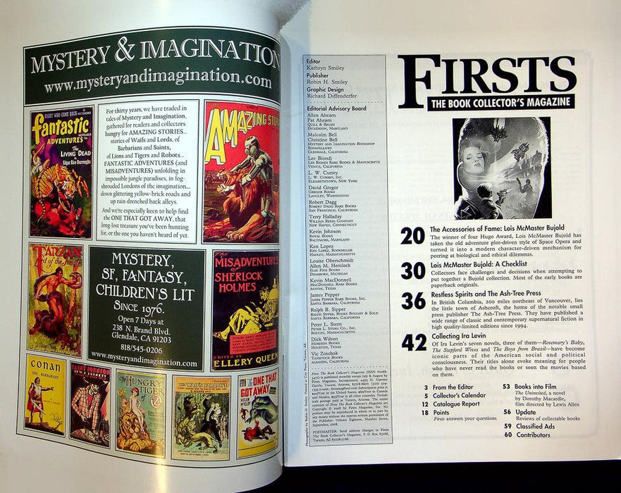 Firsts Magazine October 2008 Vol 18 No 8 Lois McMaster & Ira Levin 2