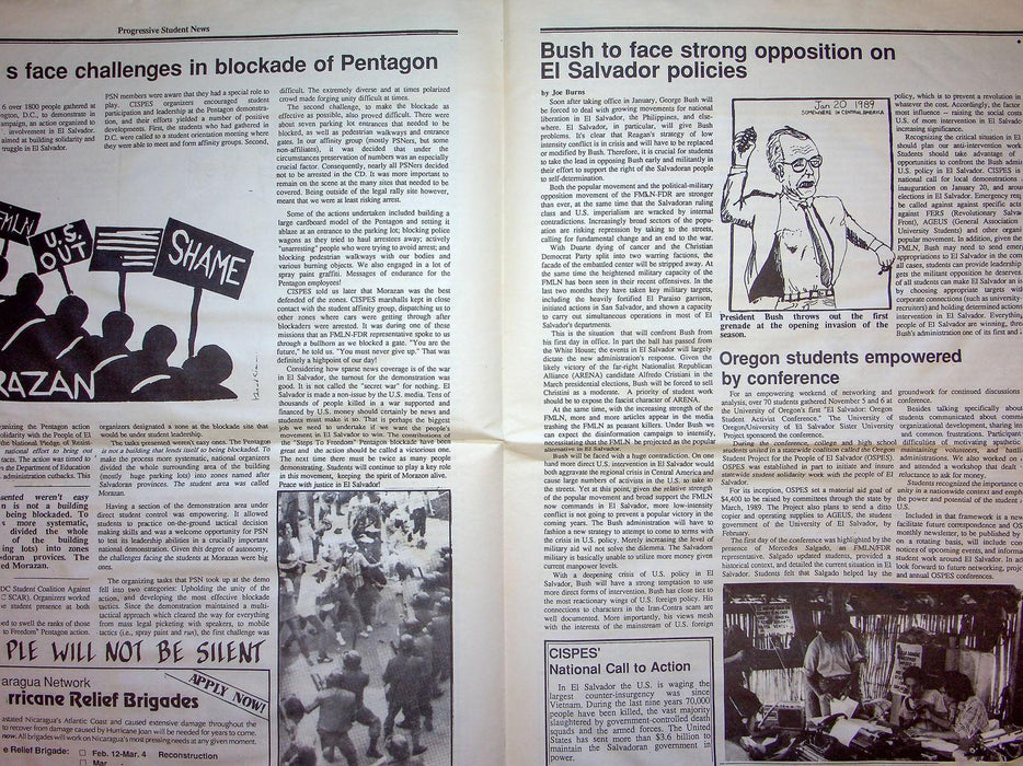 The Progressive Student Network Newspaper Jan-Feb 1989 Madison Wisonsin College