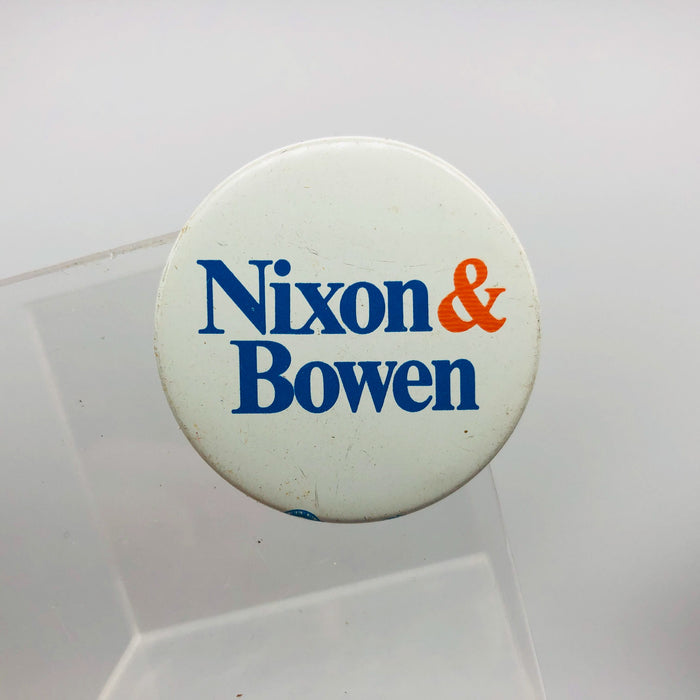 Richard Nixon Otis Bowen Button 1.5" Pinback Presidential Campaign Vintage 1