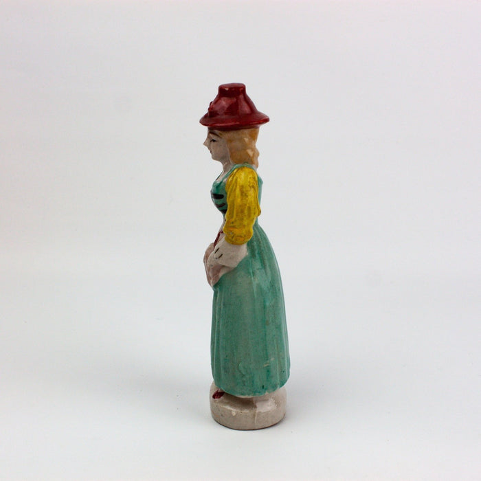 Occupied Japan Figurine Dutch Colonial Lady Woman w/ Red Hat 6.5 Inches 4