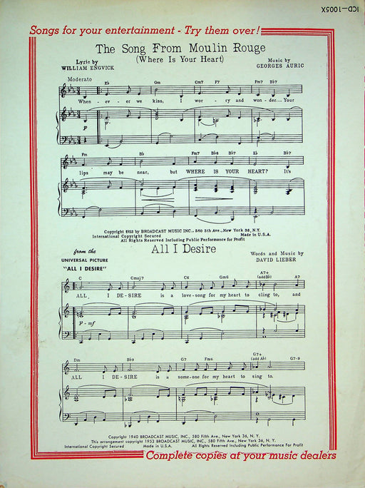 Many Times Sheet Music Felix Stahl Piano Vocal 1953 Percy Faith Orchestra 2