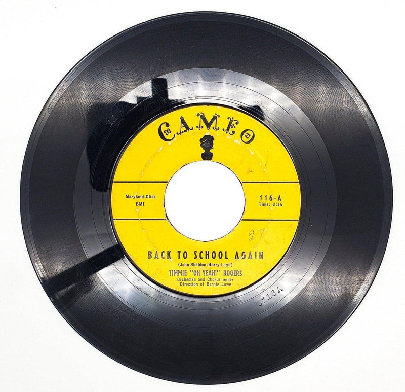 Timmie Rogers Back To School Again 45 RPM Single Record Cameo 1957 116 1