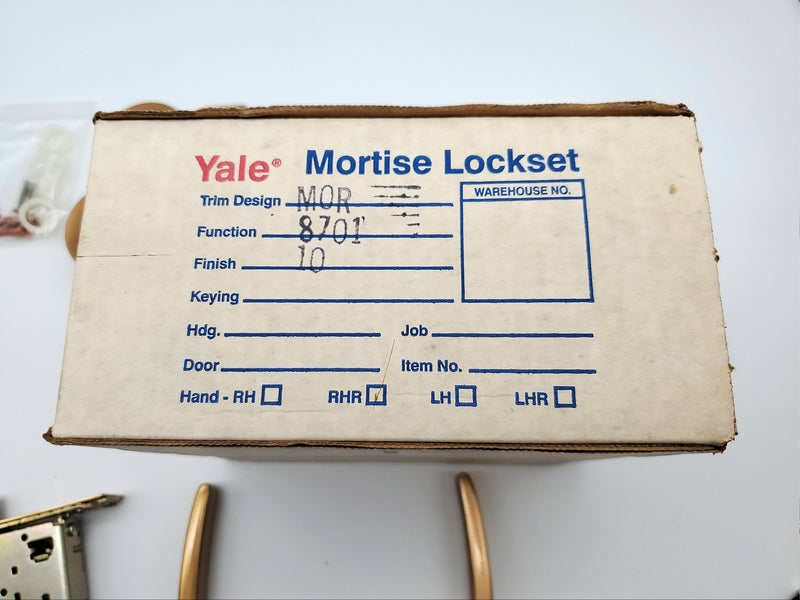 Yale Mortise Lockset Door Handle MOR 8701 Left-Handed Satin Bronze 2-3/4 BS NOS