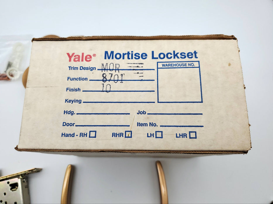 Yale Mortise Lockset Door Handle MOR 8701 Satin Bronze US10 2-3/4 BS NOS