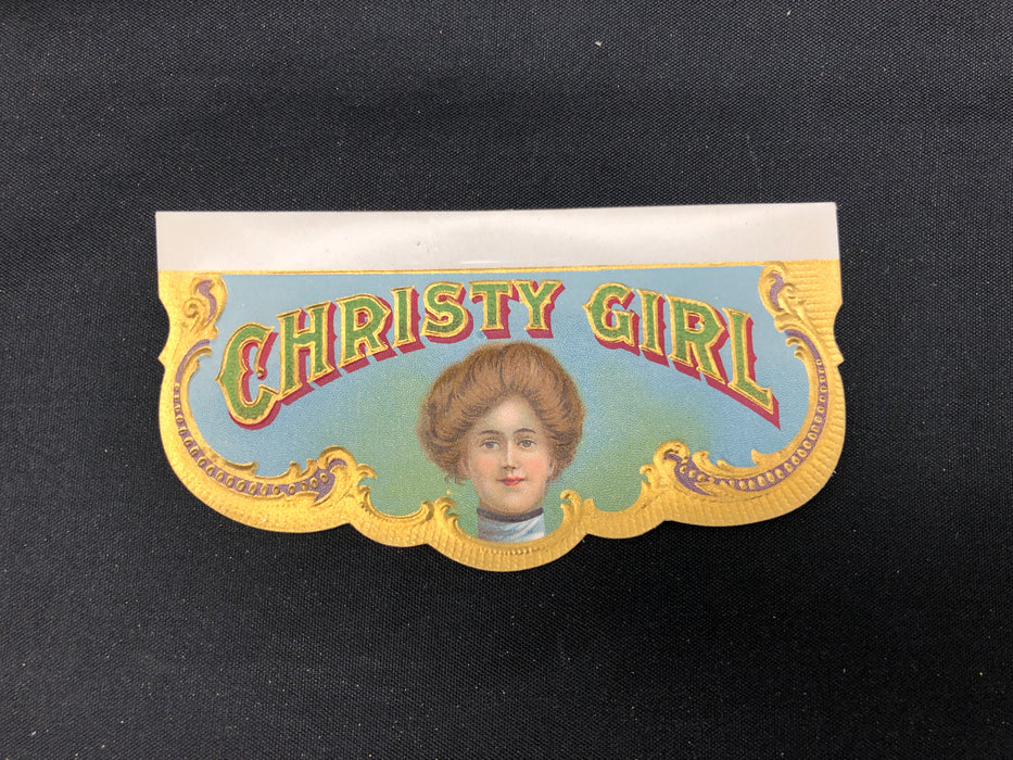 Christy Girl Cigar Label Box Wrapper Original Embossed Lithograph Unused Vintage