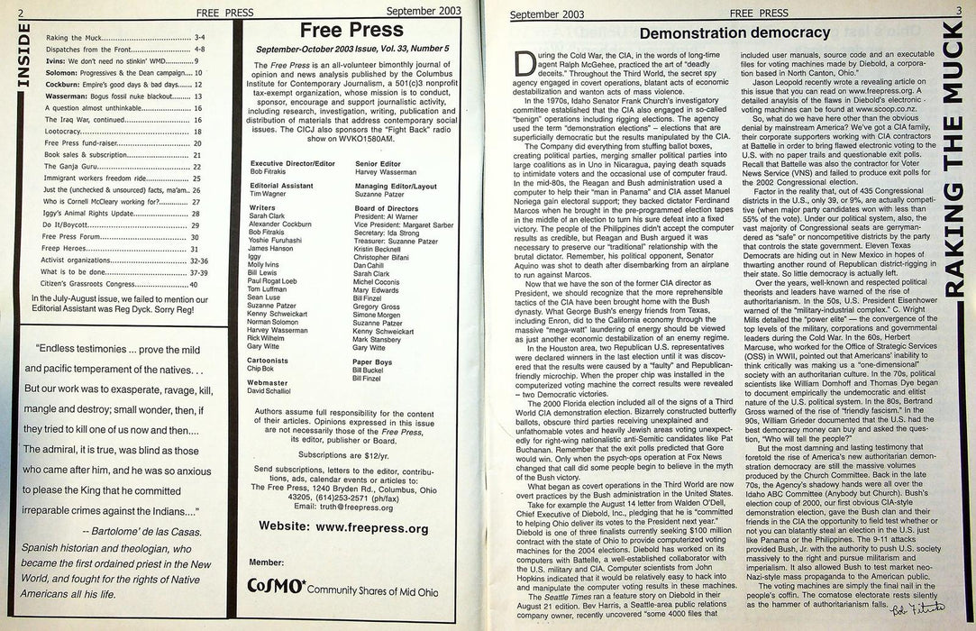 The Free Press Columbus 2003 Vol 33 No. 5 Progressives In Dean Campaign