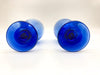 Pair of Vintage Blue Wine Glasses Crystal Teardrop Mediterranean Hand Blown 7" 7
