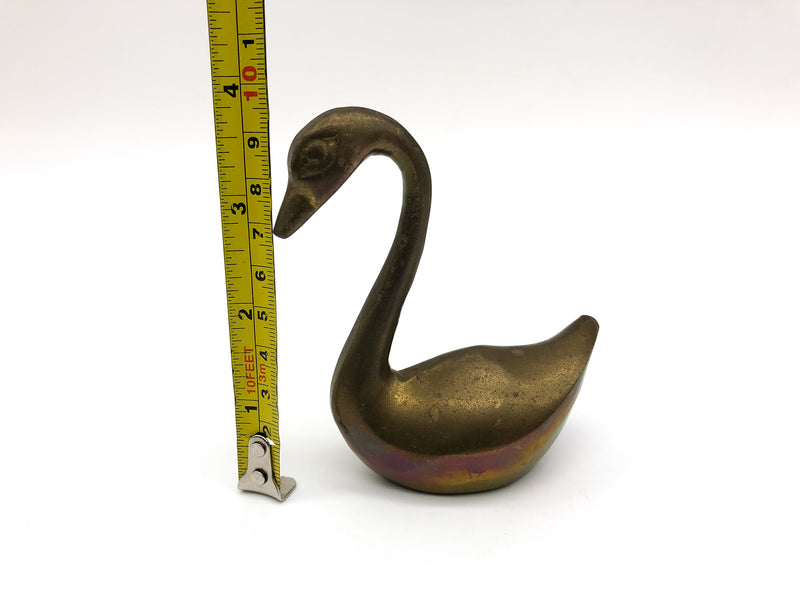 Vintage Solid Brass Swan Goose Figurine Statue India Mid Century Modern 3.5in