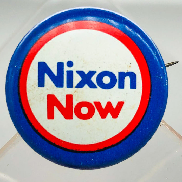 Richard Nixon Now Button Pin 1" Presidential Campaign Politics COADCO Vintage 20