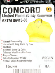 Yellow Safety Rain Jacket Coat Mens Medium Flame Resistant MCR Concord 800JNM 2