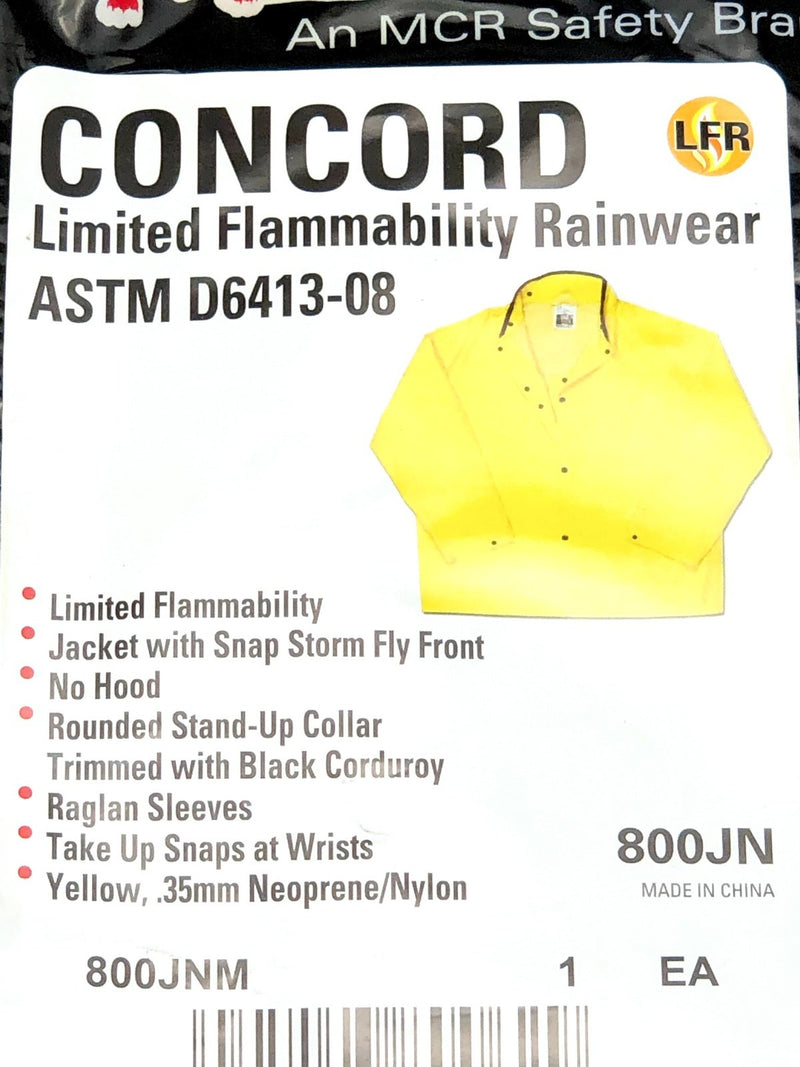 Yellow Safety Rain Jacket Coat Mens Medium Flame Resistant MCR Concord 800JNM 2