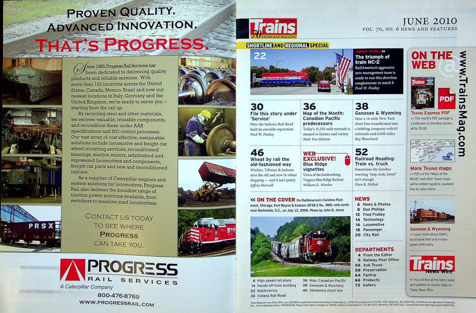 Trains Magazine June 2010 Vol 70 No 6 RailAmerica Restarts Its Engines