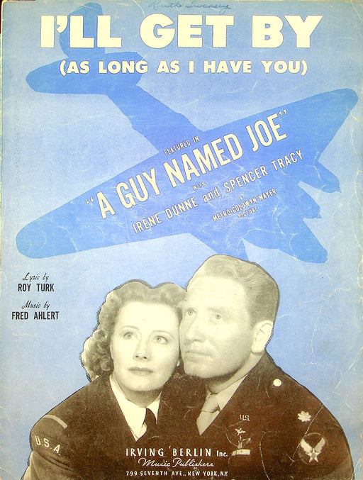 Sheet Music I'll Get By A Guy Named Joe Movie Spencer Tracy Irene Dunne 1943 WW2 1