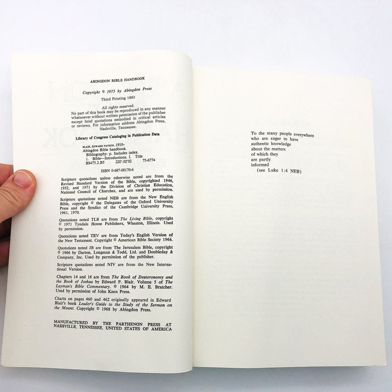 Abingdon Bible Handbook Paperback Edward P. Blair 1983 Christian History Review 8