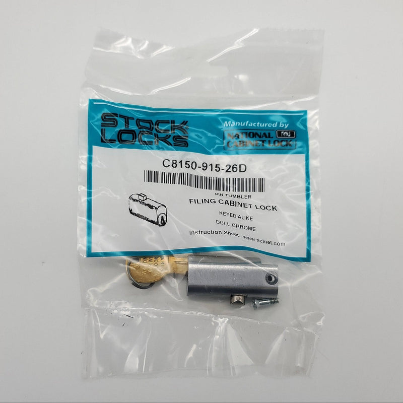 National Filing Cabinet Lock C8150 Satin Chrome Pin Tumbler Keyed Alike NOS 1