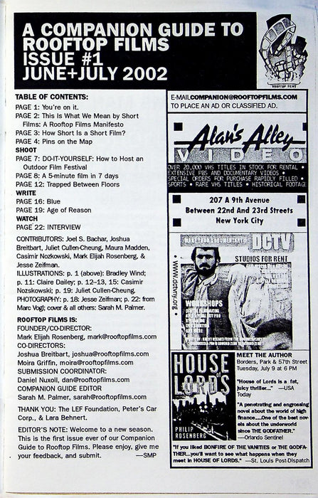 Companion Guide To Rooftop Films 2002 No. 1 How to Host Your Own Film Festival 2