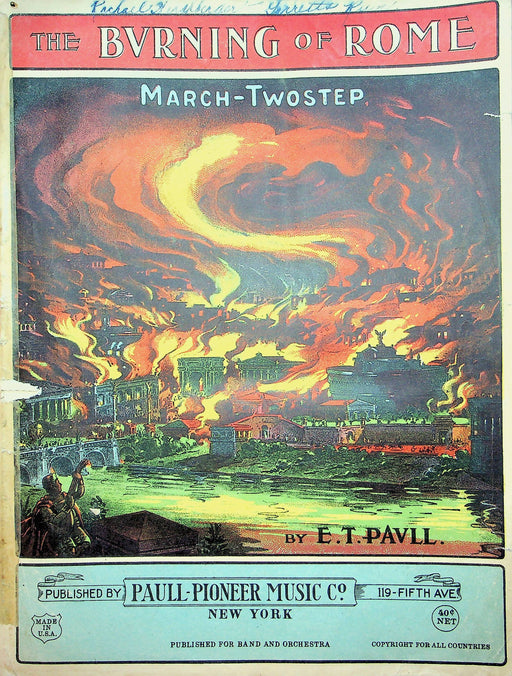 The Burning of Rome March Twostep Vintage Sheet Music 1903 Paull Pioneer Music 1