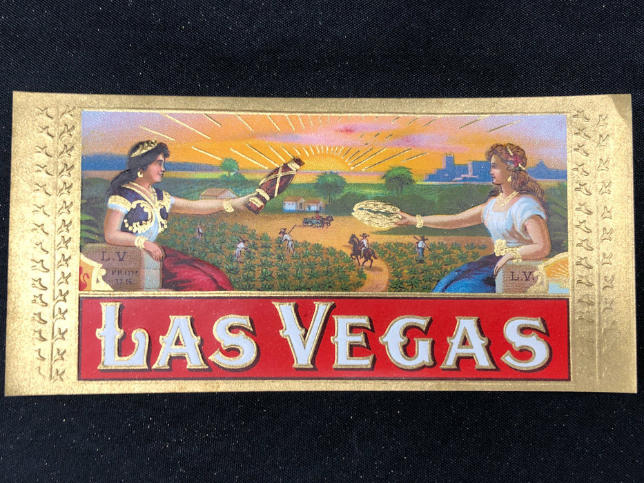 Las Vegas Cigar Label Box Wrapper Original Embossed Unused Lithograph Vintage