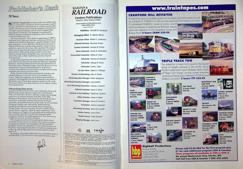 Railfan & Railroad Magazine March 2003 Vol 22 No 3 Illiana Then & Now