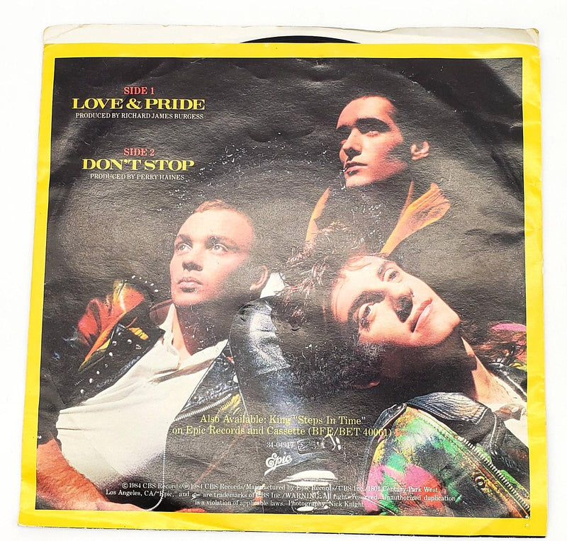 King Love & Pride 45 RPM Single Record Epic 1984 34-04917 2