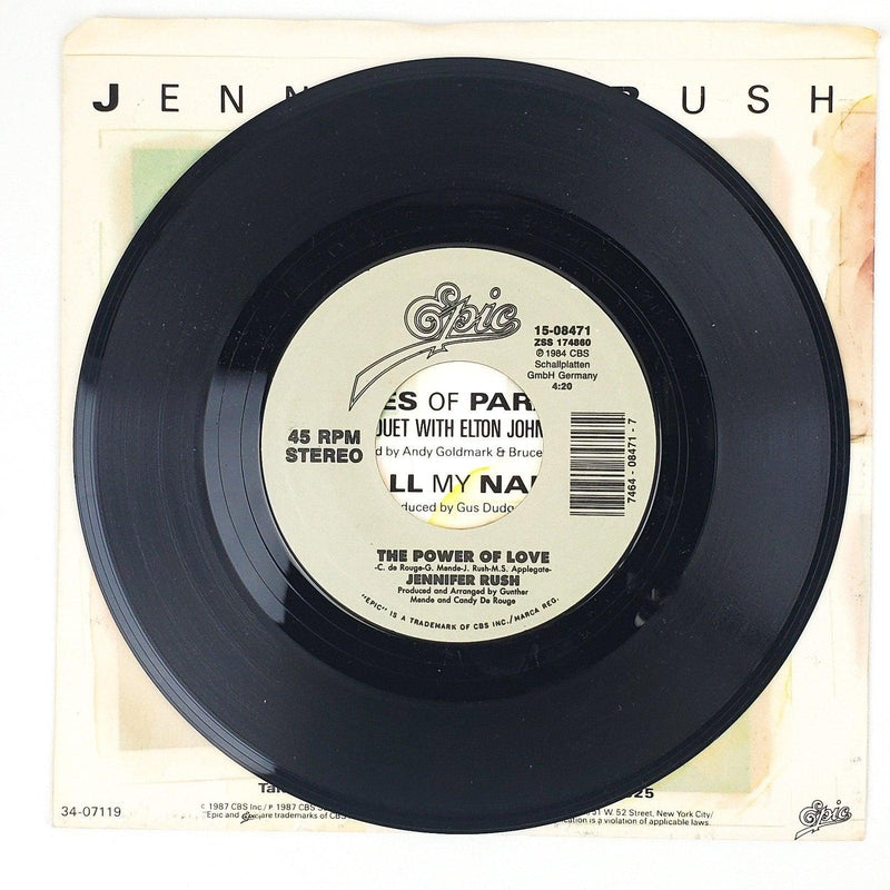 Jennifer Rush Flames of Paradise w/ Elton John Record 45 Single 15-08471 1987 4
