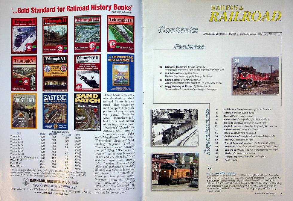 Railfan & Railroad Magazine April 2006 Vol 25 No 4 P&W's Import Coal Trains