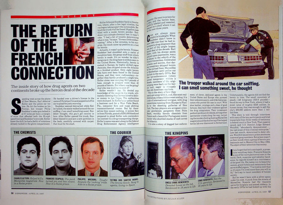 Newsweek Magazine April 13 1987 Drug Agents Heroin Deal Busted French Chemists