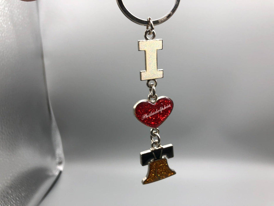 Philadelphia Key Chain Souvenir Trinket I Heart Philly Bell Sparkle Epoxy 5