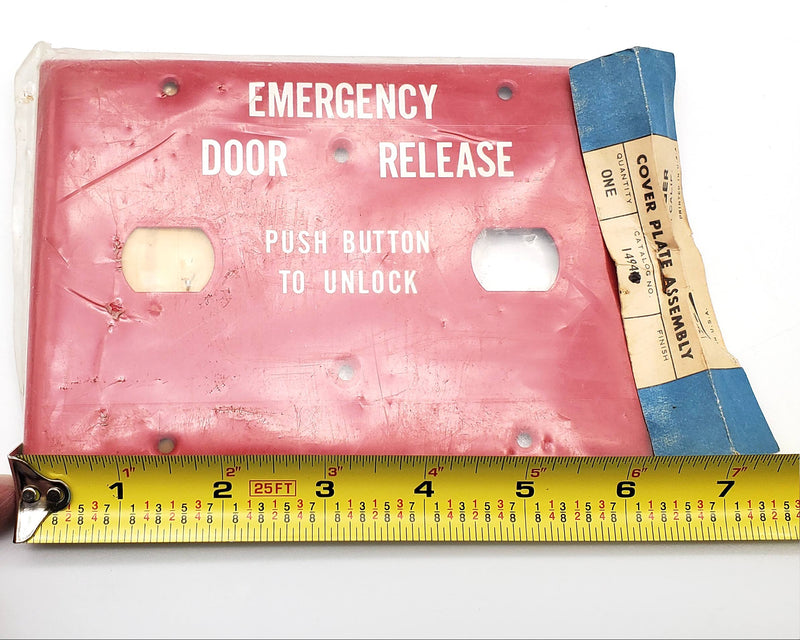 Challenger Emergency Door Release Steel Double Gang Cover Plate Assembly NOS