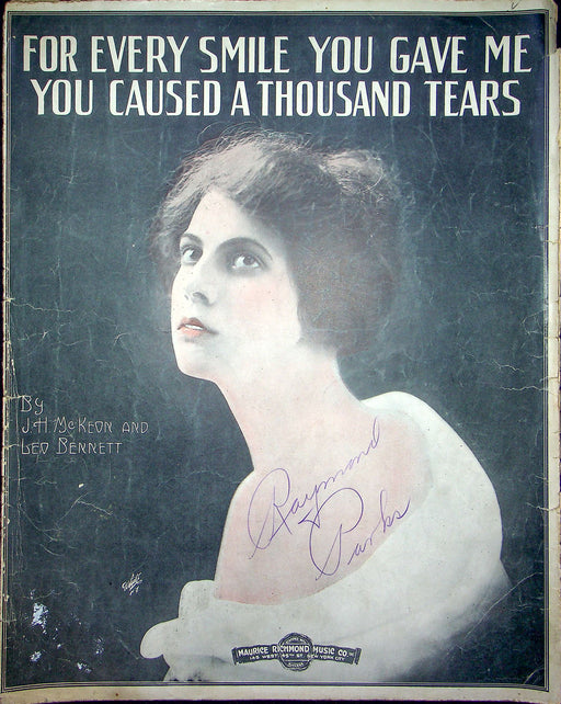 Sheet Music For Every Smile You Gave Me Leo Bennet JH McKeon 1915 Thousand Tears 1