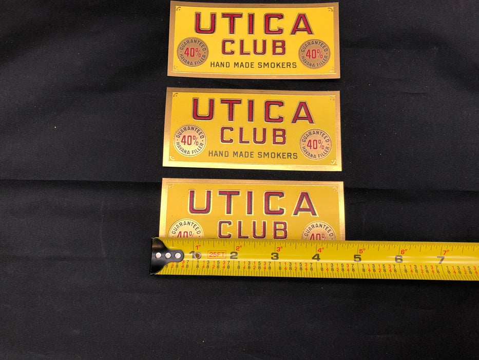 Utica Club Hand Made Smokers Cigar Label Box Wrapper Embossed Original Unused