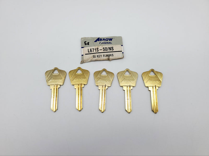 5x Arrow L671S Key Blanks S Keyway Nickel Silver 6 Pin NOS