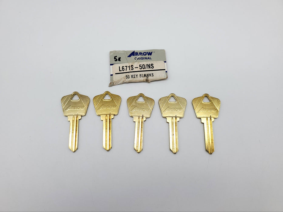 5x Arrow L671S Key Blanks S Keyway Nickel Silver 6 Pin NOS