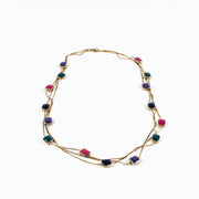 Vintage Multi Layered Strand Pink, Purple, Blue & Green Necklace 2