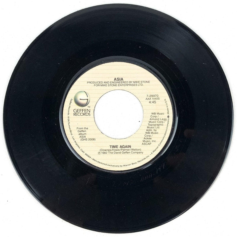 Asia 45 RPM Record Time Again / Only Time Will Tell David Geffen 1982 2