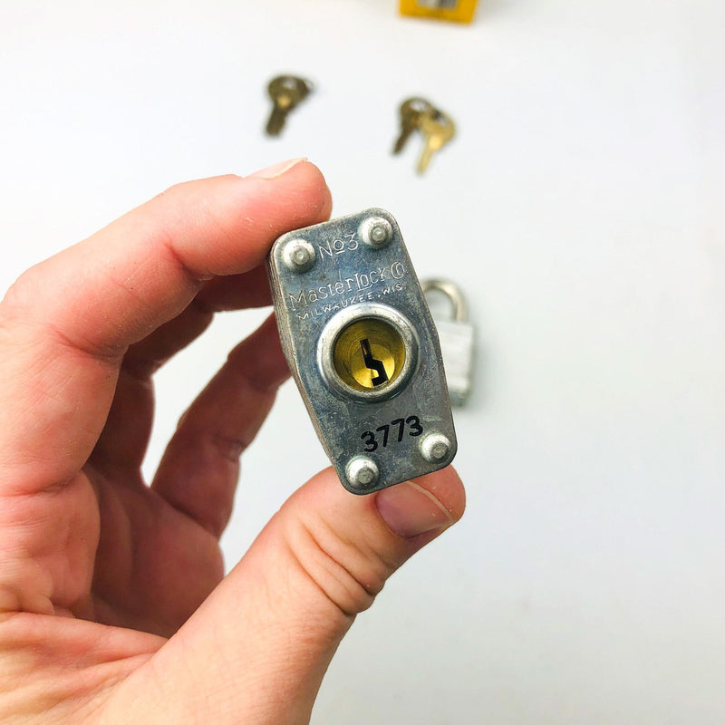 2ct Vintage No 3 Master Lock Padlock 1-1/8" Shackle New NOS Keyed Alike 3773 4