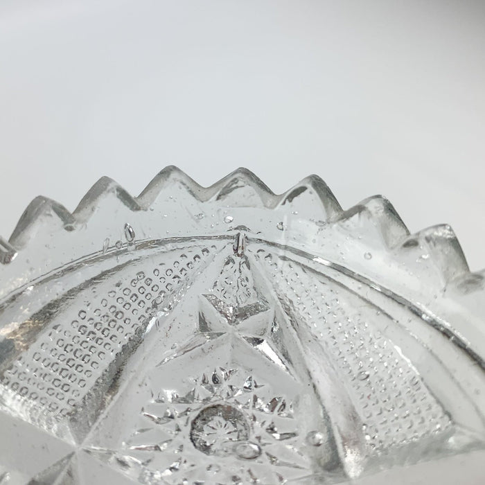 Vintage Candy Dish Serving Tray Oval UNCUT Clear Glass Patterned - 4.75"x7.25" 5