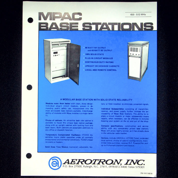 Aerotron MPAC Base Station Brochures Desktop Modular & Cabinet Mount Lot of 4