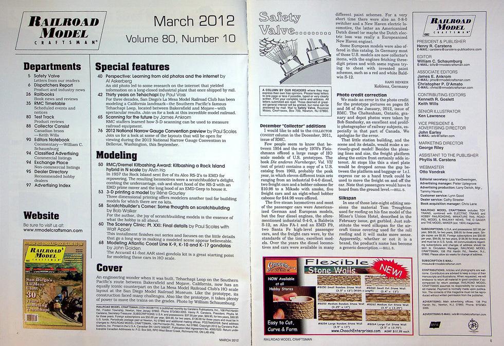 Railroad Model Craftsman Magazine March 2012 Vol 80 No 10 La Mesa Club