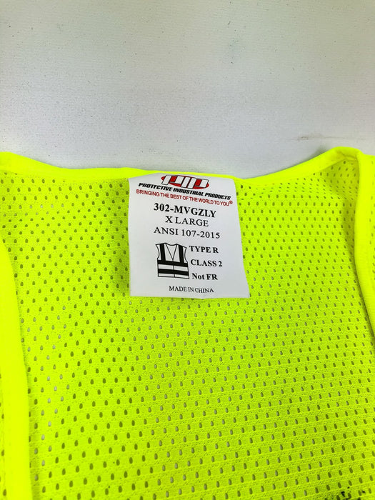 Hi-Visibility Yellow Green Mesh Safety Vest PIP 302-MVGZLY Size XL 2pk 3